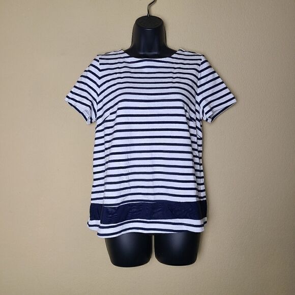 1901 Navy Striped Short Sleeve T-shirt - Picture 1 of 8